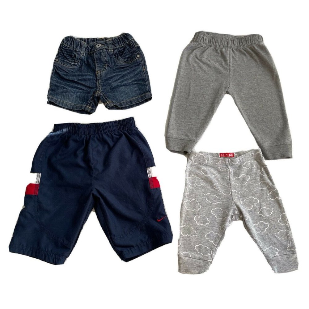 MultiBrand Baby Boy's Set of 4 Pants Short Summer & Bermuda Size 3,6,9 M